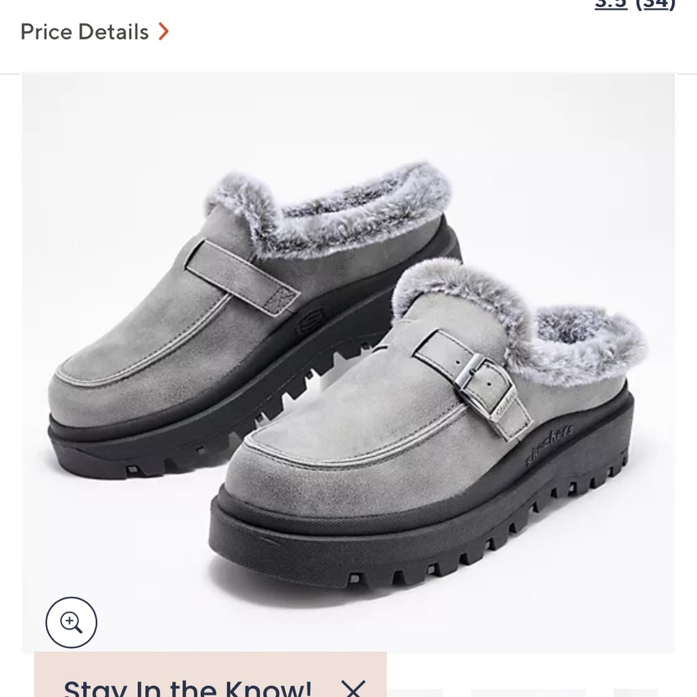 Skechers Shindigs Faux-Fur Clogs Forever Retro gray size 8.5 NEW